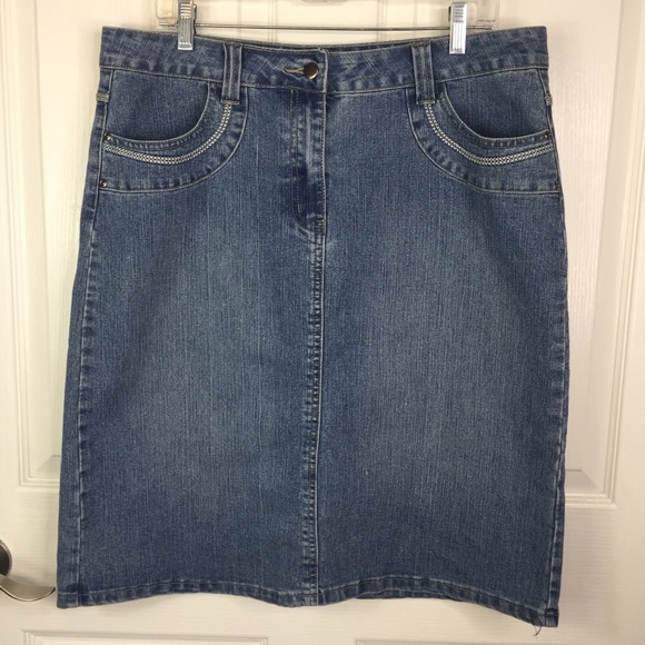 Christopher & Banks Denim Jean Skirt Midi Sz 14